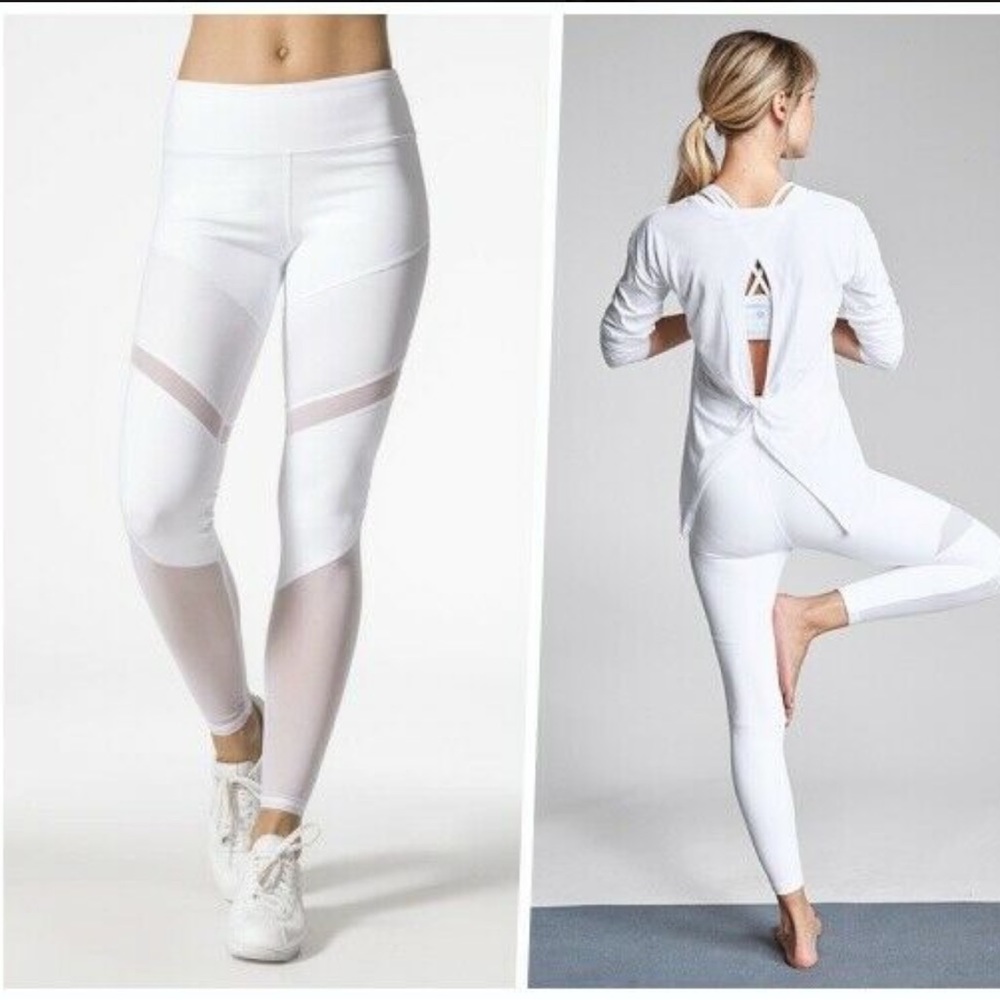 Athleta White Meshblock Pocket Pura Tight